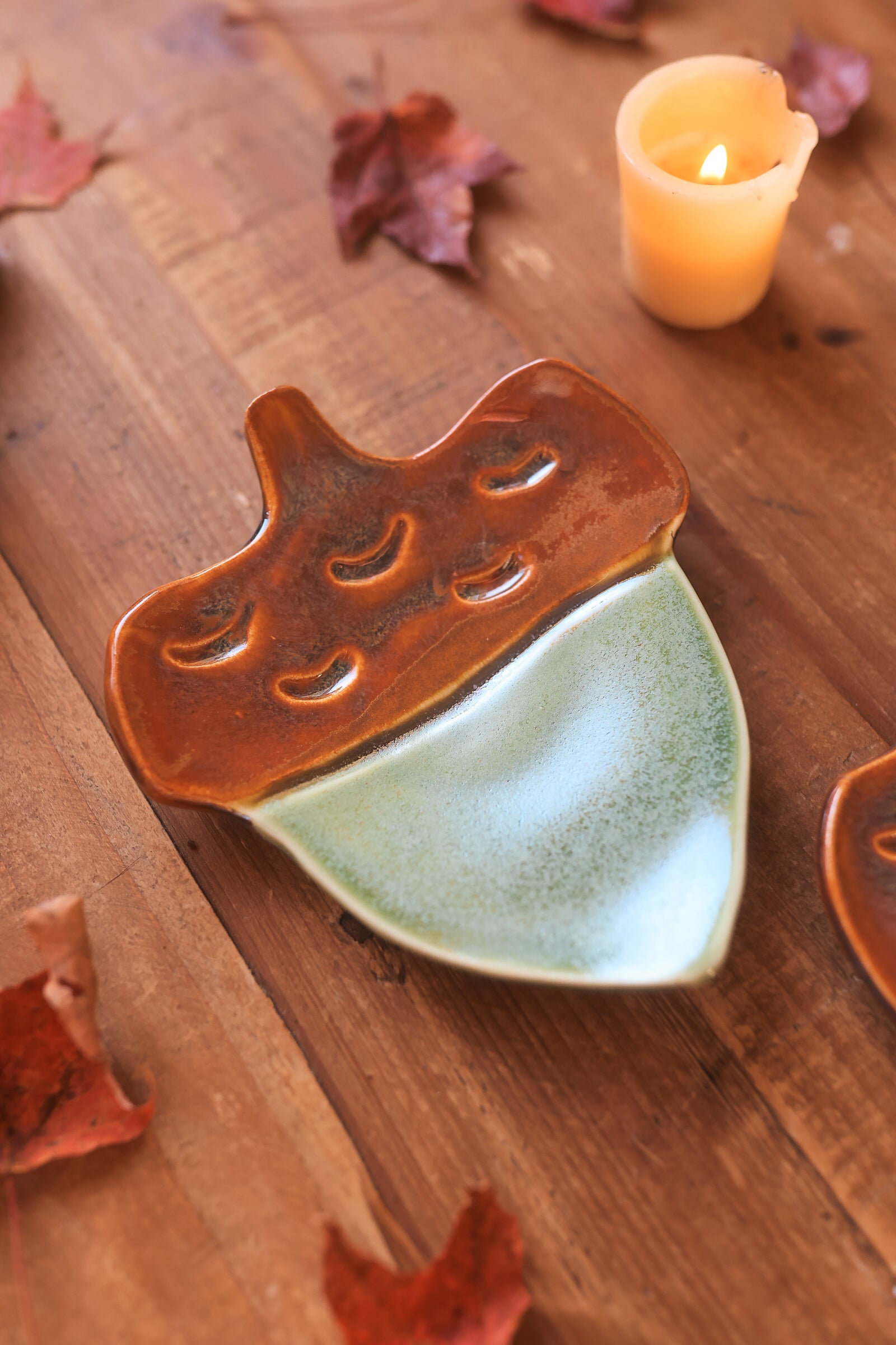 Pair of Autumn Forest Acorn Dishes in Porcelain