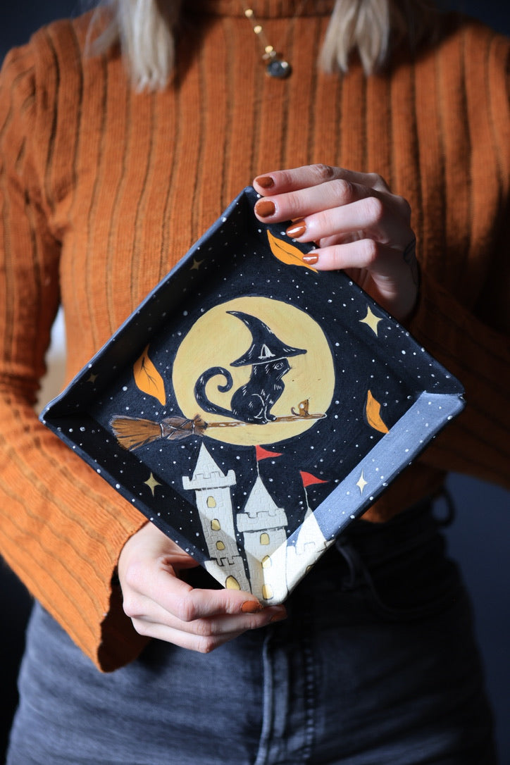 Midnight Ursula in Flight Porcelain Dish