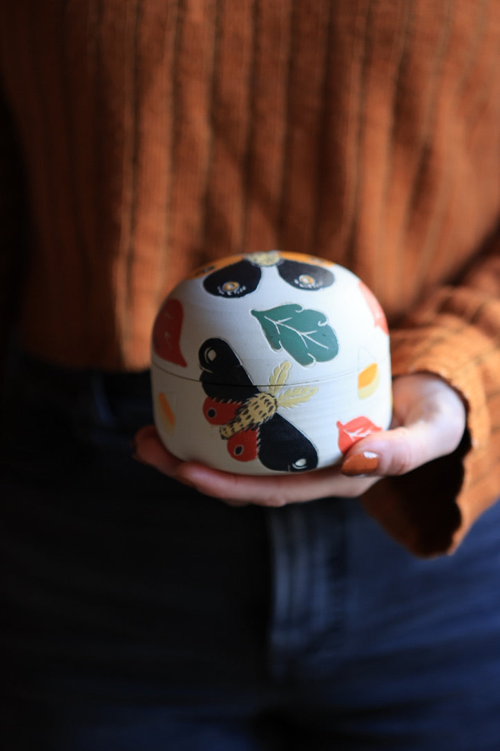 Autumn Moths Porcelain Jewelry Box