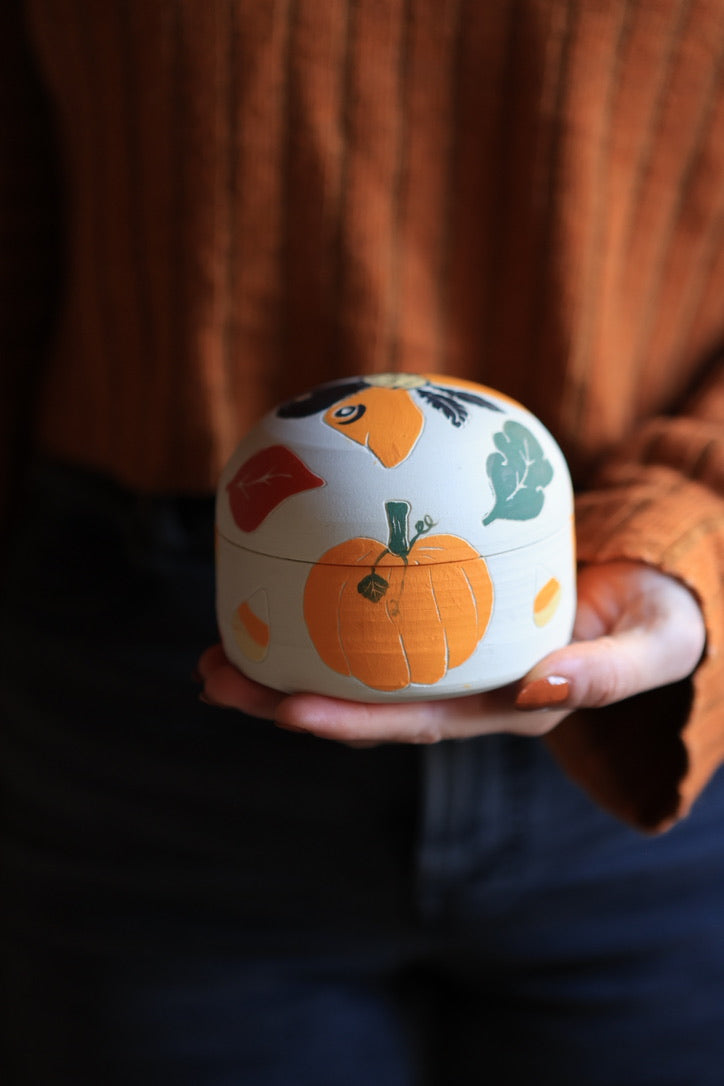 Autumn Moths Porcelain Jewelry Box