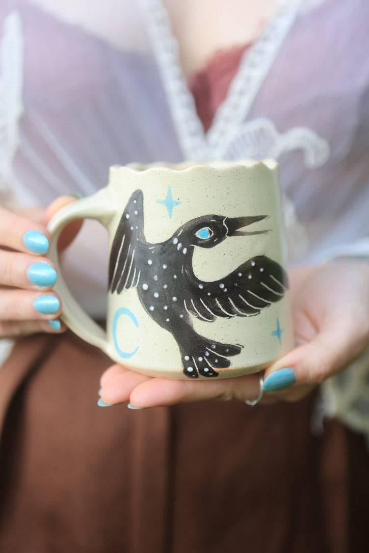 25 Painted Summer Loons Folkware Mug in Porcelain 13 oz