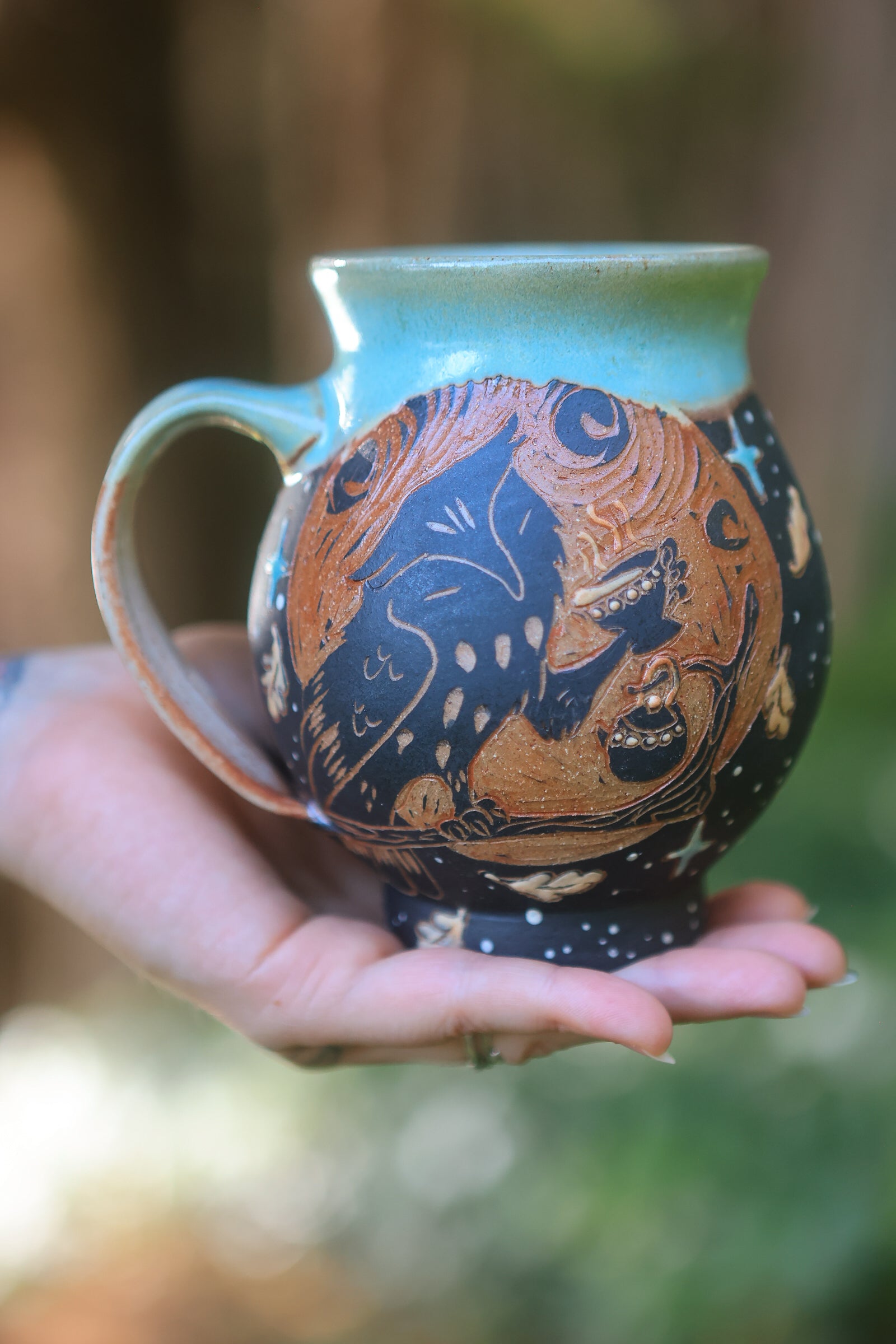 35 Moonlit Tea Time Owl Mug 20 oz