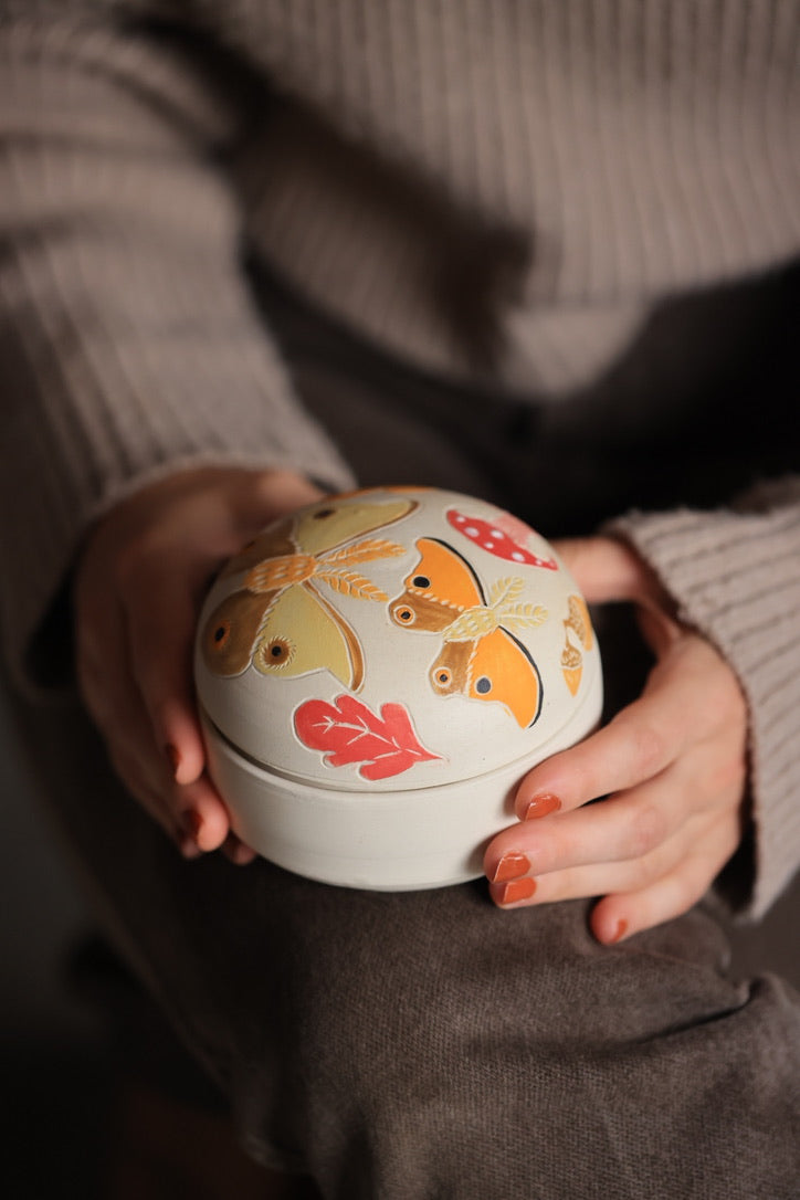 Autumn Moths Porcelain Jewelry Box