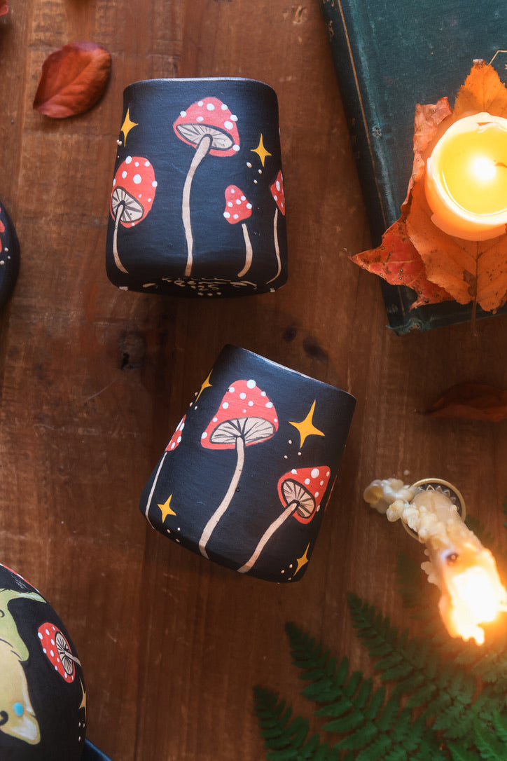 Midnight Autumn Luna Moths & Mushrooms Teapot Set