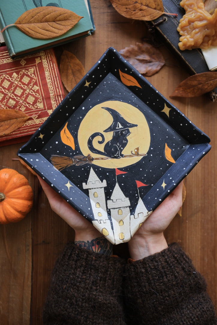 Midnight Ursula in Flight Porcelain Dish