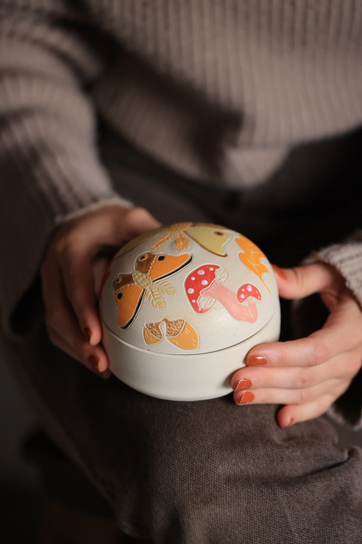 Autumn Moths Porcelain Jewelry Box