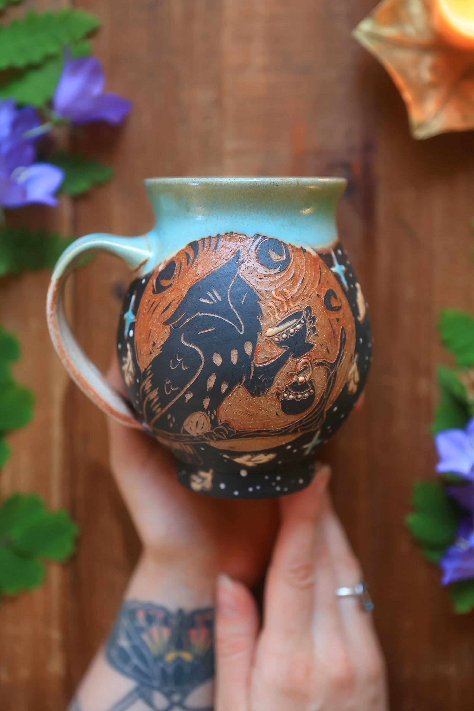 35 Moonlit Tea Time Owl Mug 20 oz