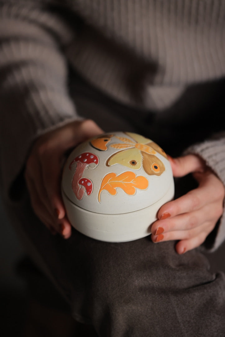 Autumn Moths Porcelain Jewelry Box