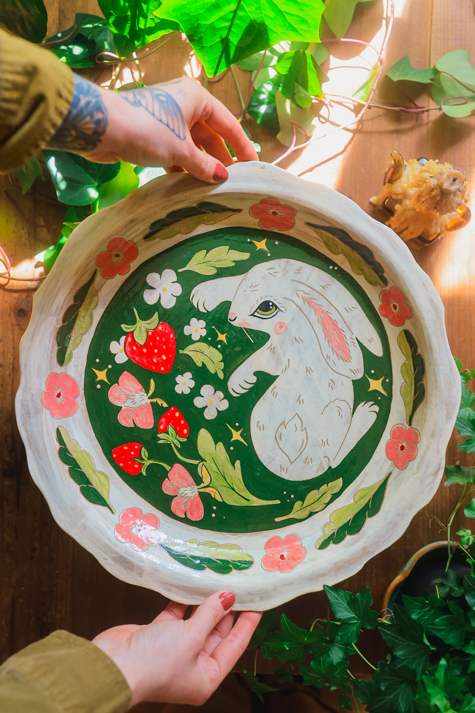 Painted Bunny Sorcerer Platter