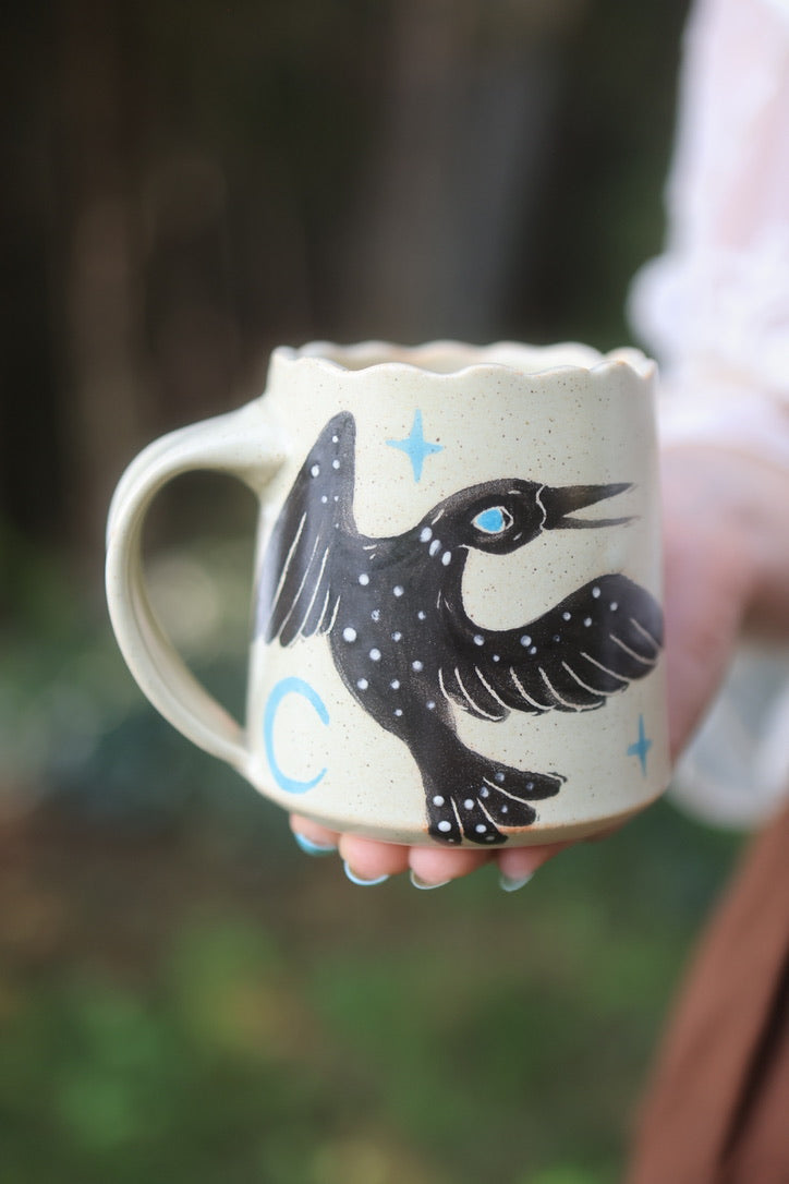 25 Painted Summer Loons Folkware Mug in Porcelain 13 oz