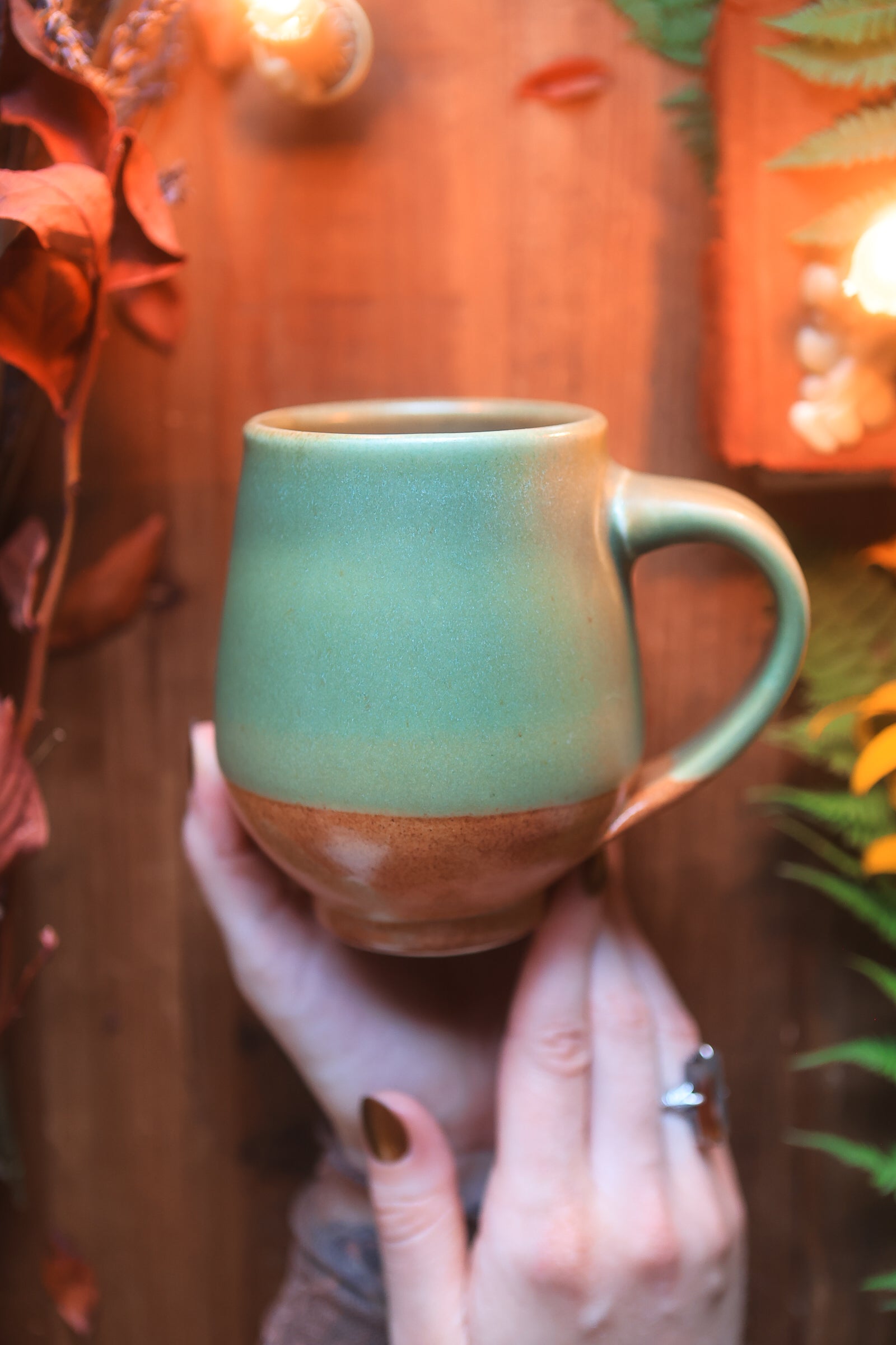 19 Porcelain Autumn Forest Folkware Mug 15 oz