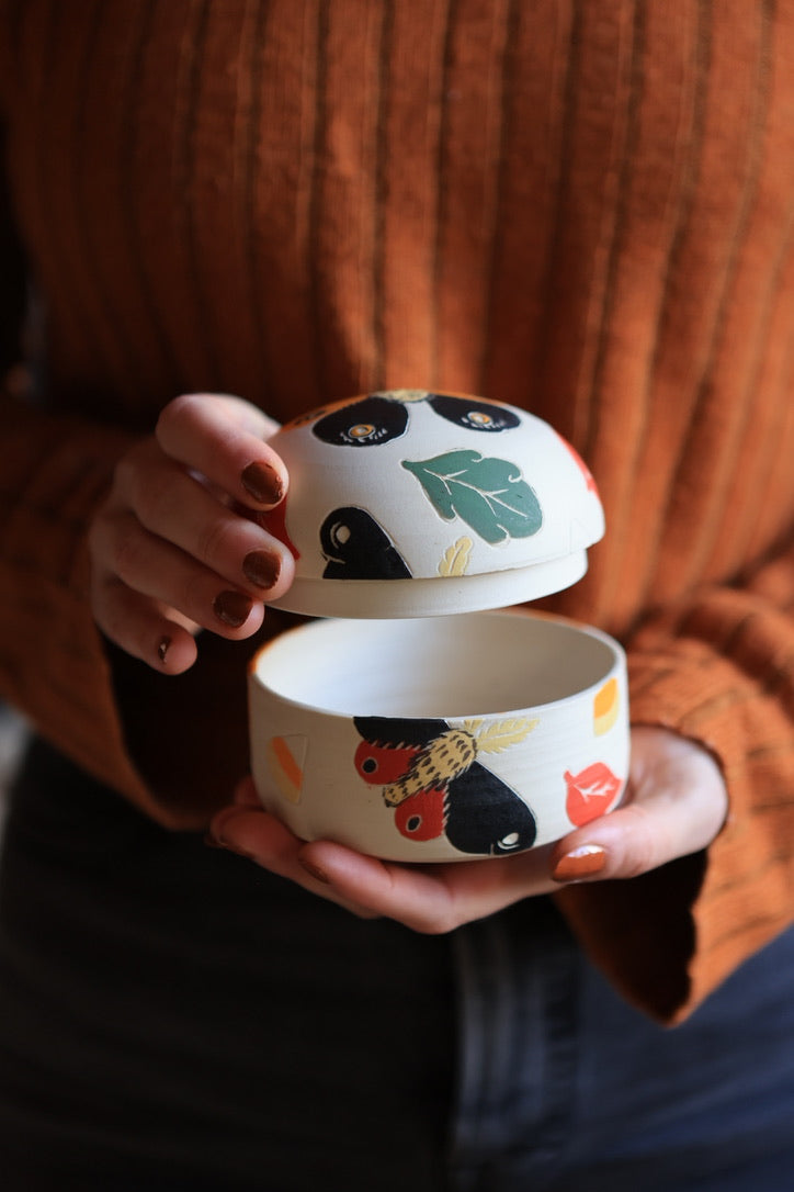 Autumn Moths Porcelain Jewelry Box