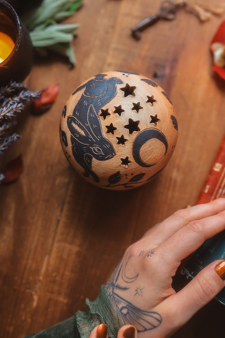 Painted Autumn Rabbit Incense Box