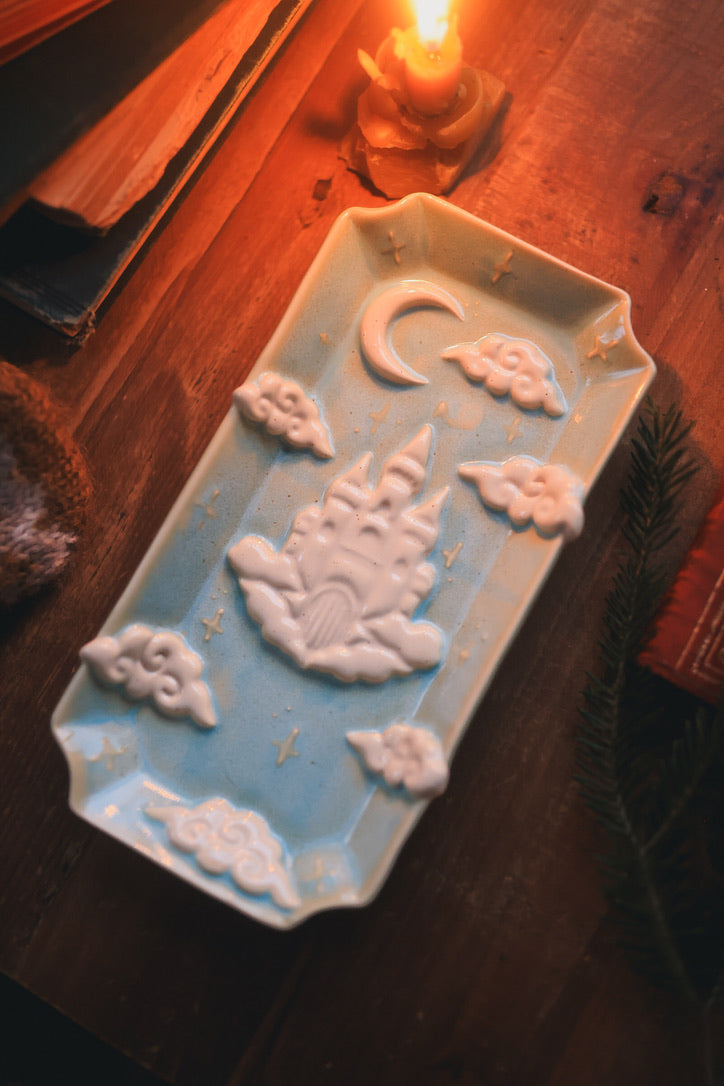 Castle in the Clouds Dish in Turquoise Porcelain