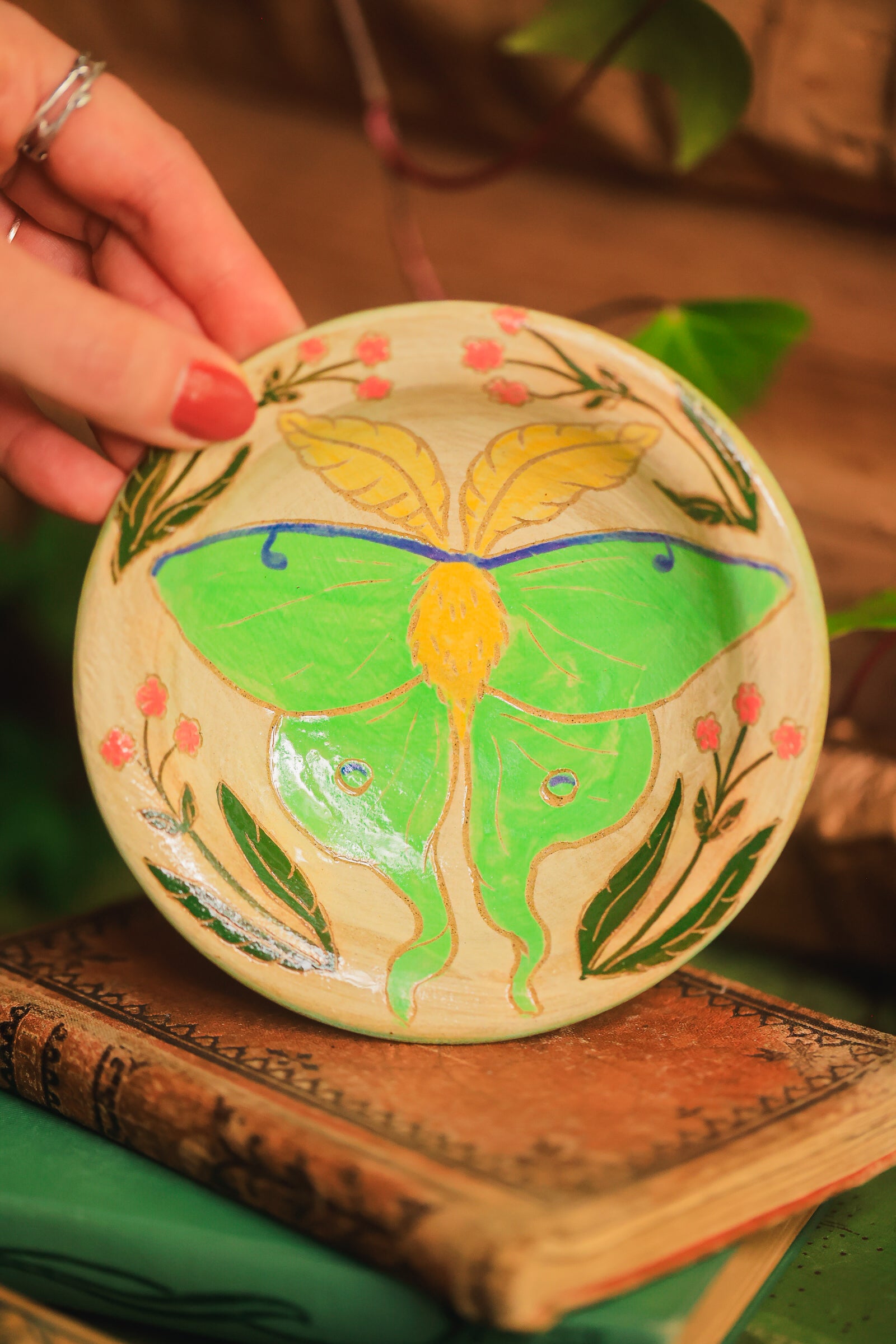 Painted Garden Luna Moth Dish