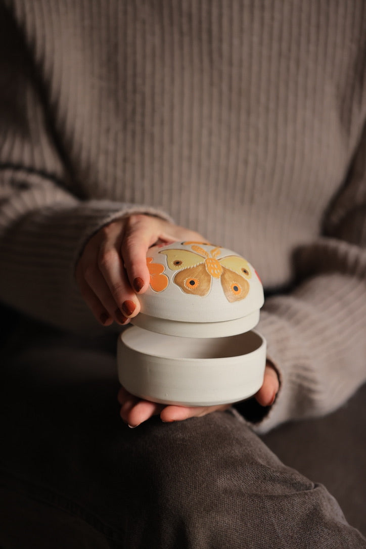 Autumn Moths Porcelain Jewelry Box
