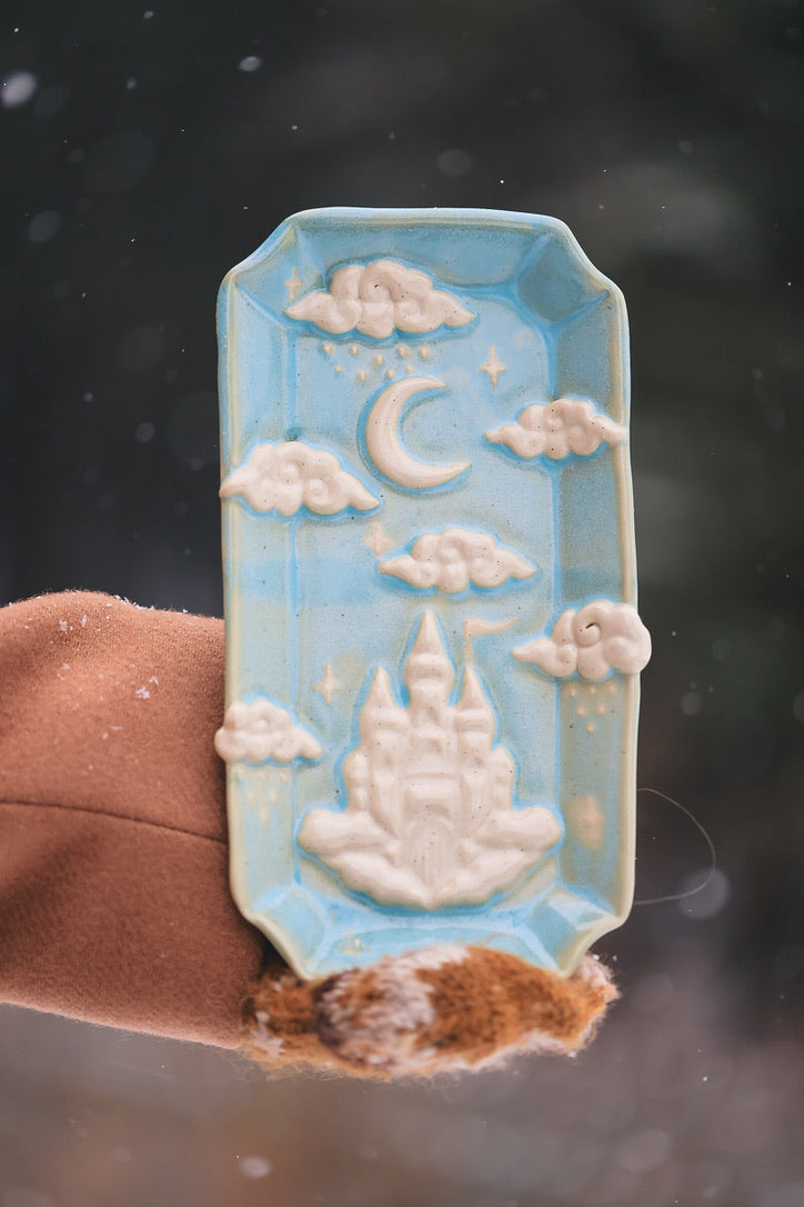 Castle in the Clouds Dish in Turquoise Porcelain