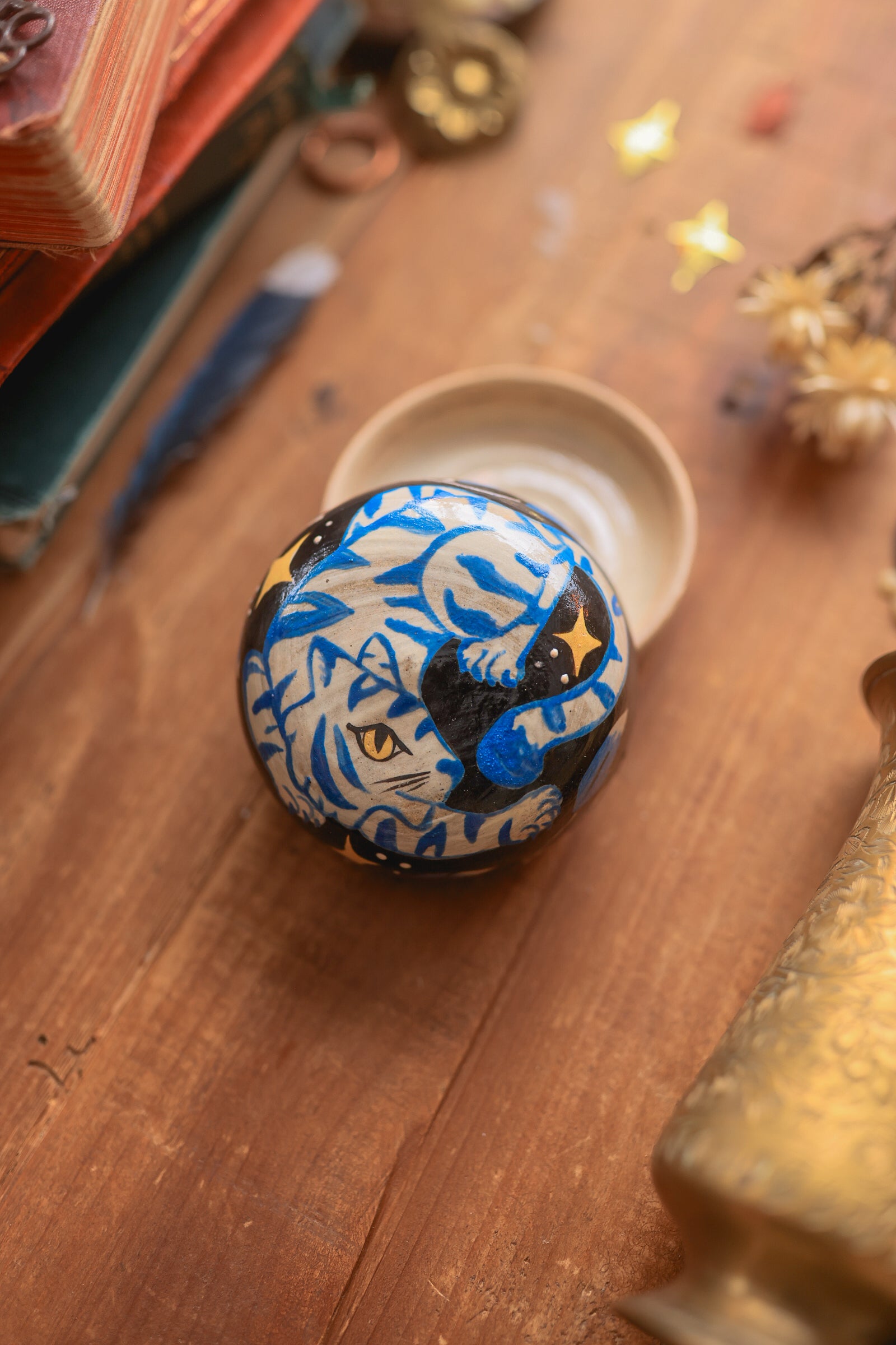 Painted Midnight Astral Tiger Jewelry Box