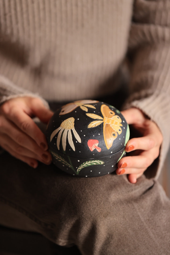 Autumn Moths at Midnight Porcelain Jewelry Box