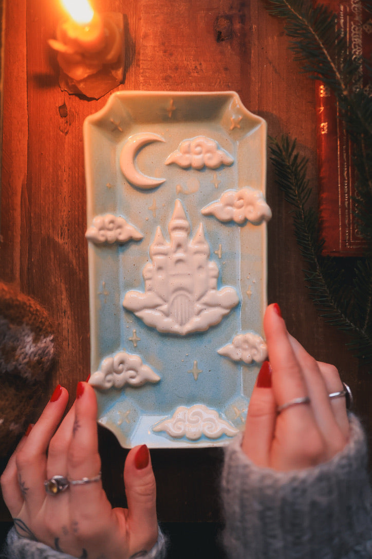 Castle in the Clouds Dish in Turquoise Porcelain
