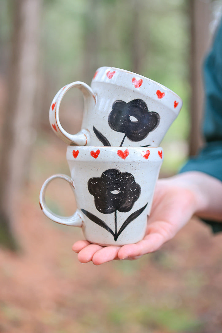 6 Pair of Meadow Flowers Folkware Mugs 10 oz