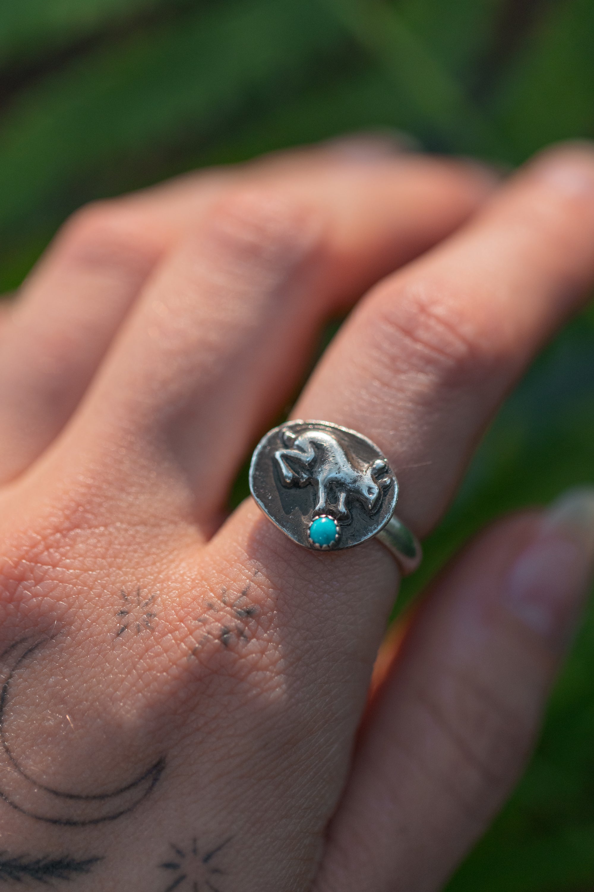 Little Jewel Thief Ring ~ Antiqued Silver with Sleeping Beauty Turquoise