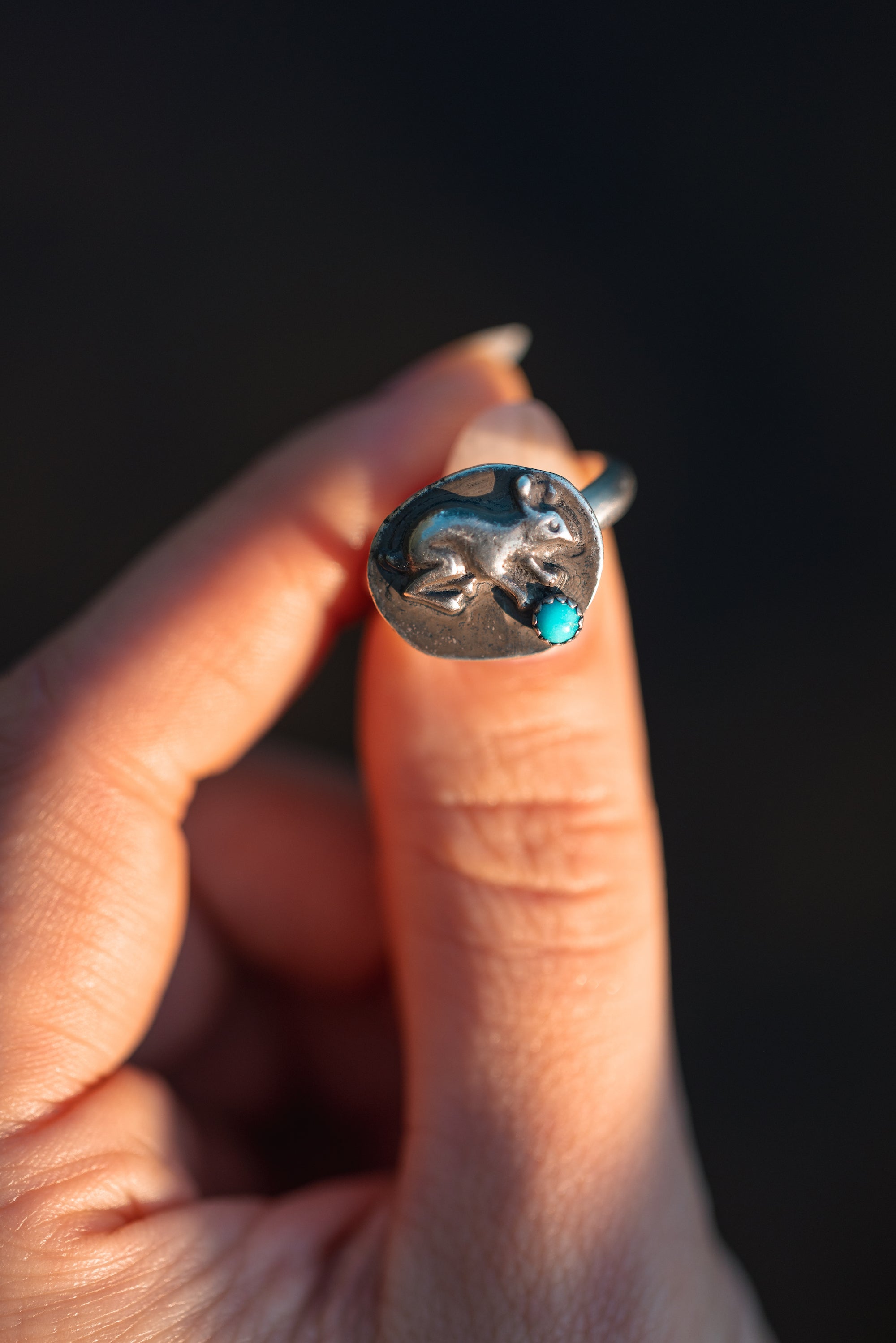 Little Jewel Thief Ring ~ Antiqued Silver with Sleeping Beauty Turquoise