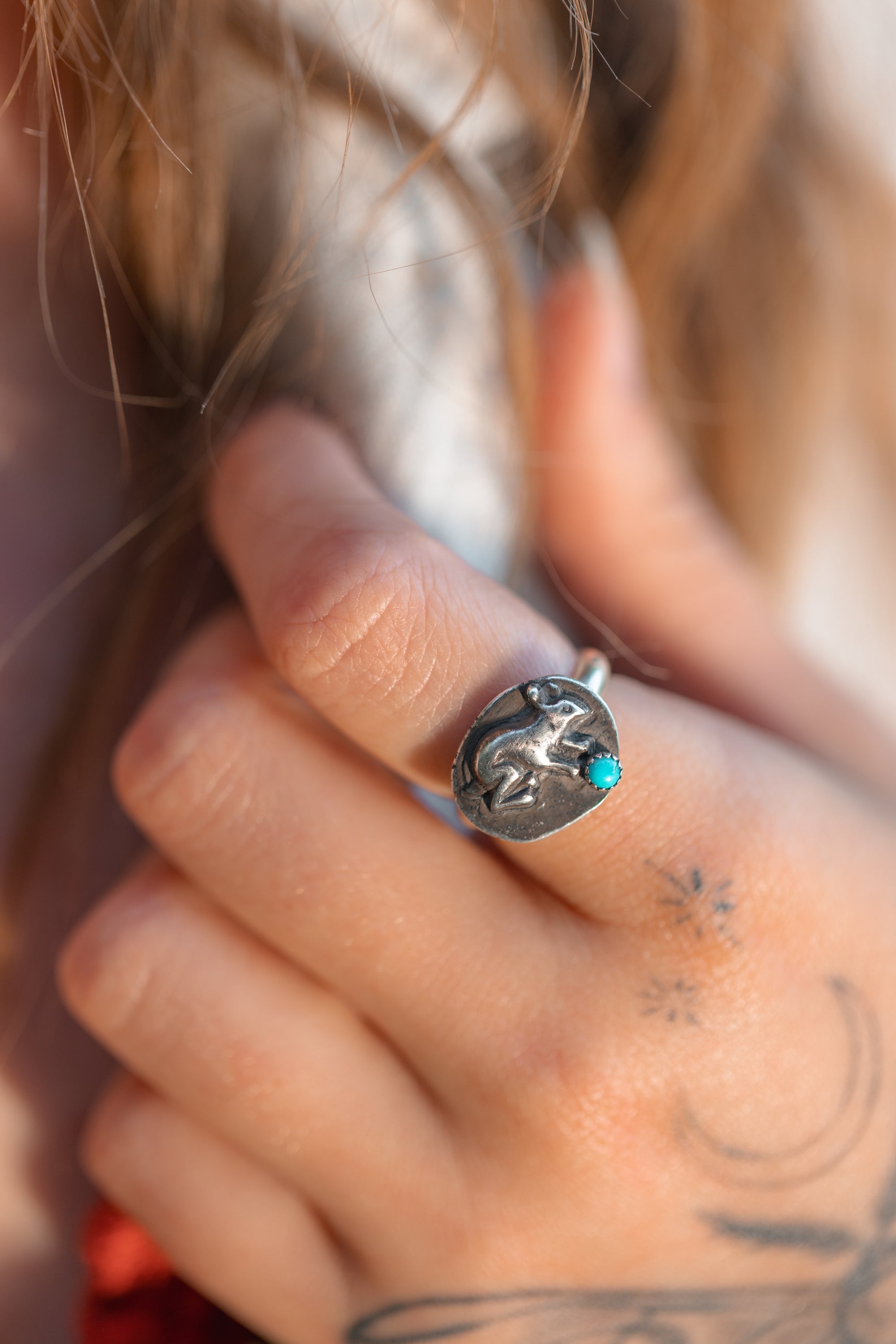 Little Jewel Thief Ring ~ Antiqued Silver with Sleeping Beauty Turquoise
