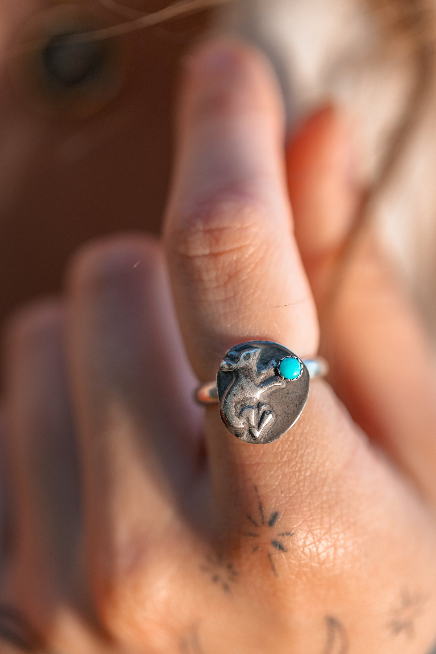 Little Jewel Thief Ring ~ Antiqued Silver with Sleeping Beauty Turquoise size 6