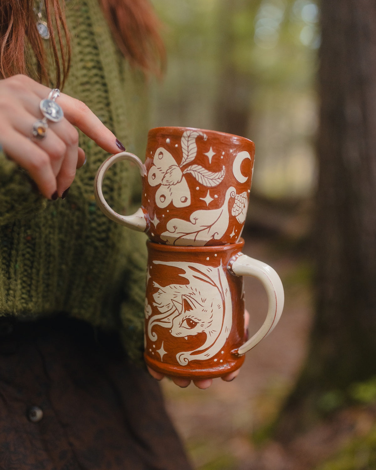 Custom Listing for Pauperez : Autumn Meadow Moths Mug in Red Earthenware