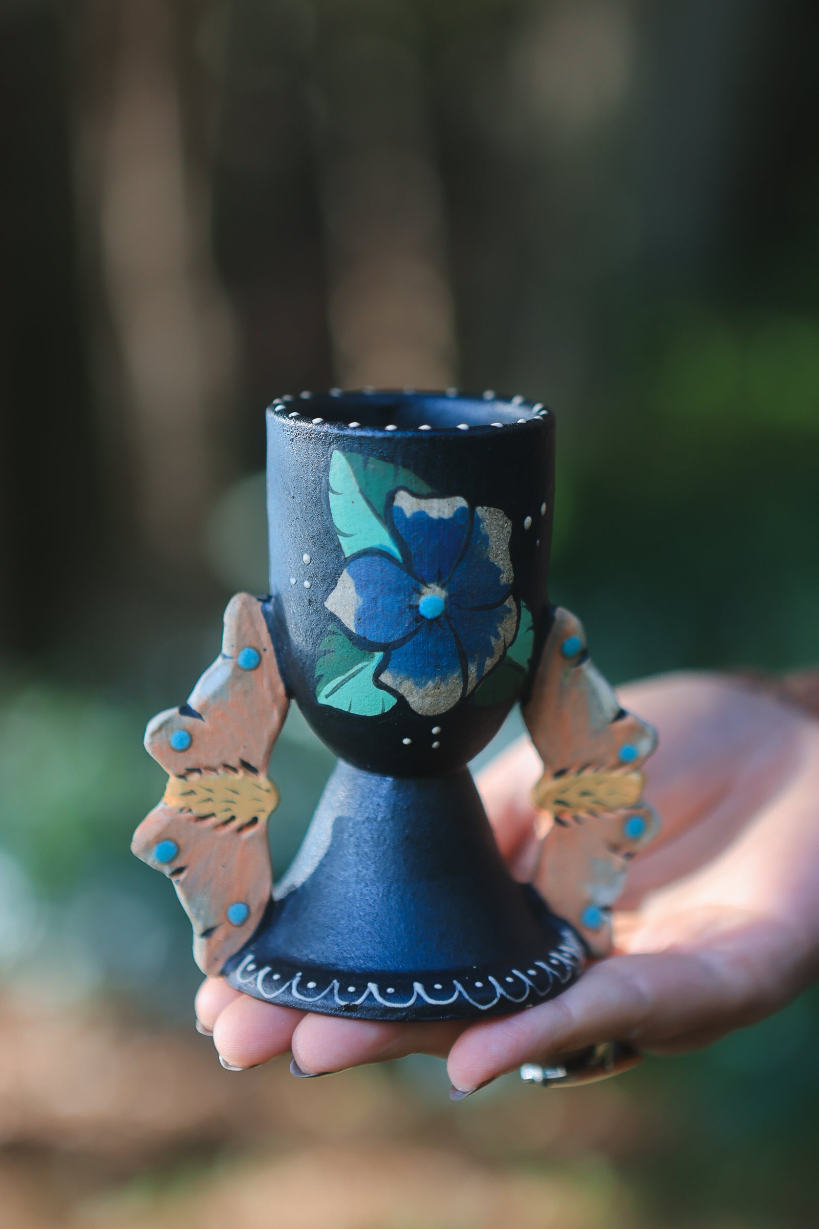 Midnight Autumn Moths Candle Sconce