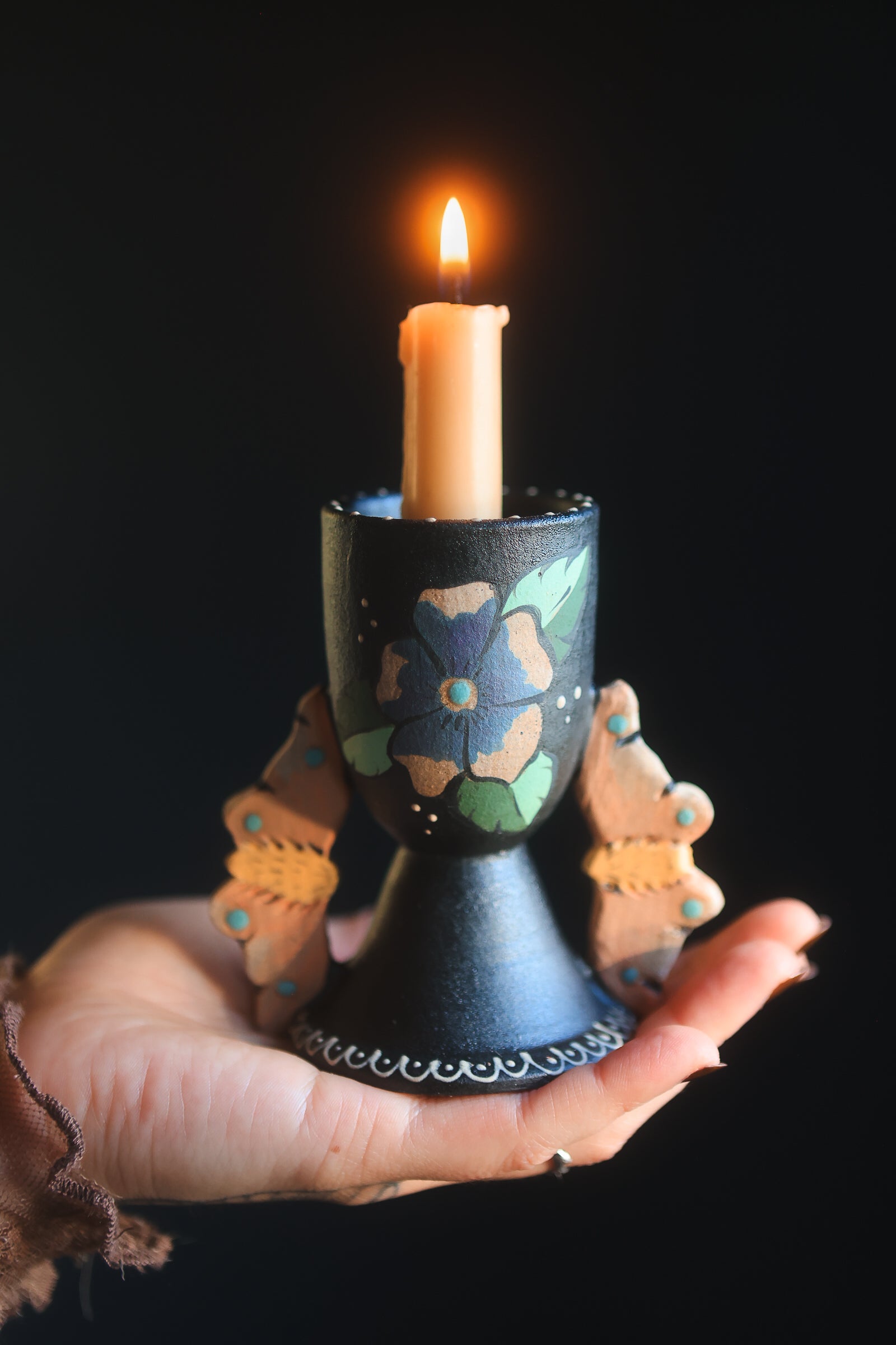 Midnight Autumn Moths Candle Sconce