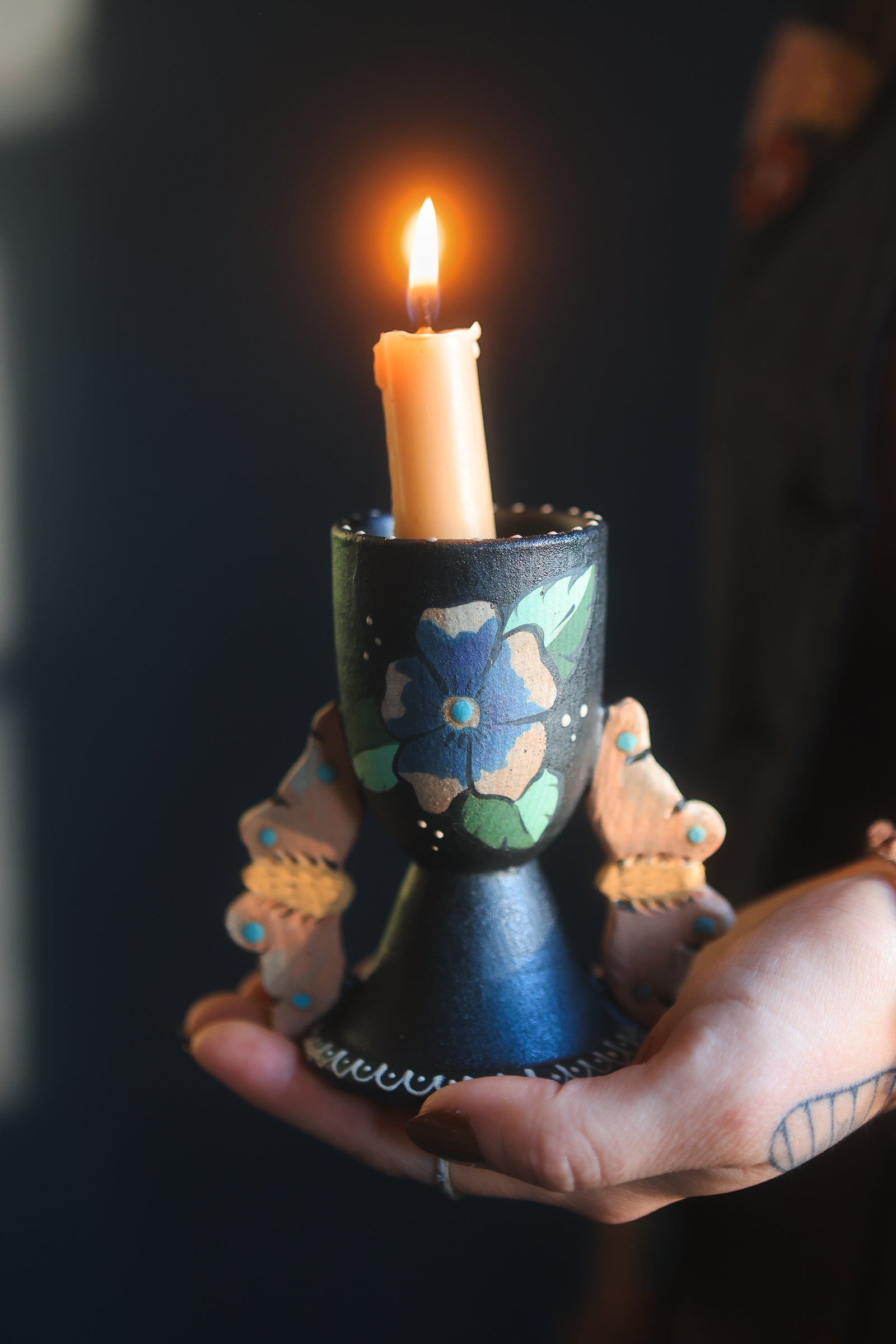 Midnight Autumn Moths Candle Sconce