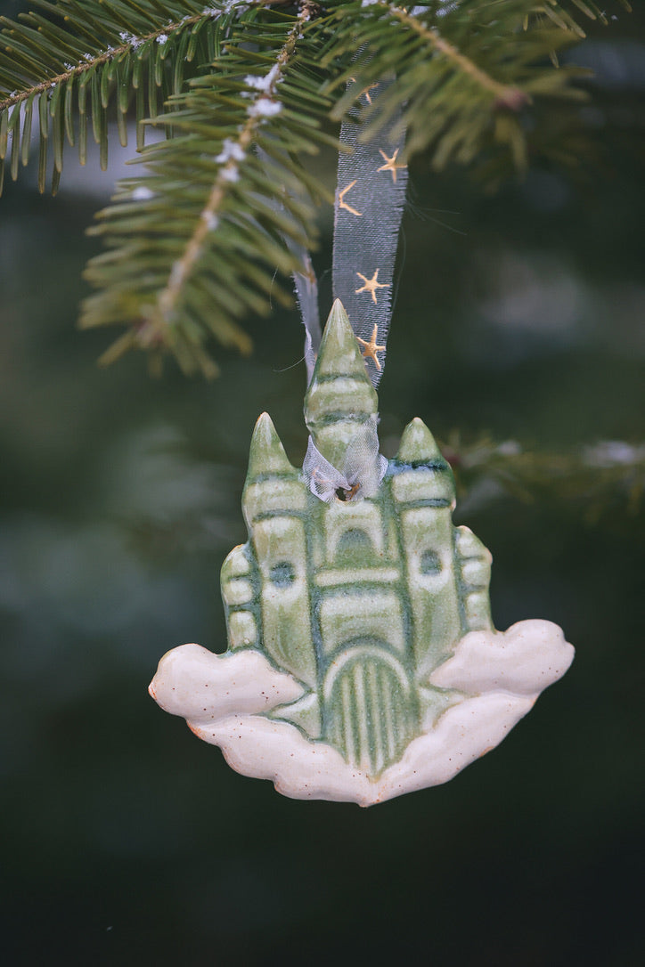 The Cloud Castle Holiday Ornament in Rosemary Porcelain