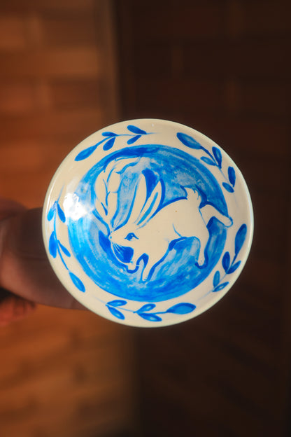 Porcelain Meadow Bunny Dish in Washed Cobalt