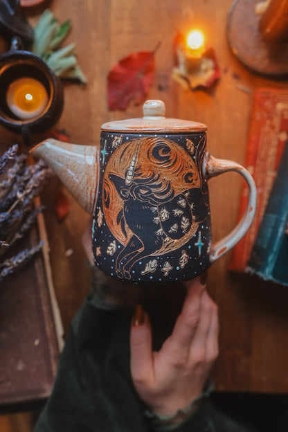 Moonlit Autumn Unicorns Teapot
