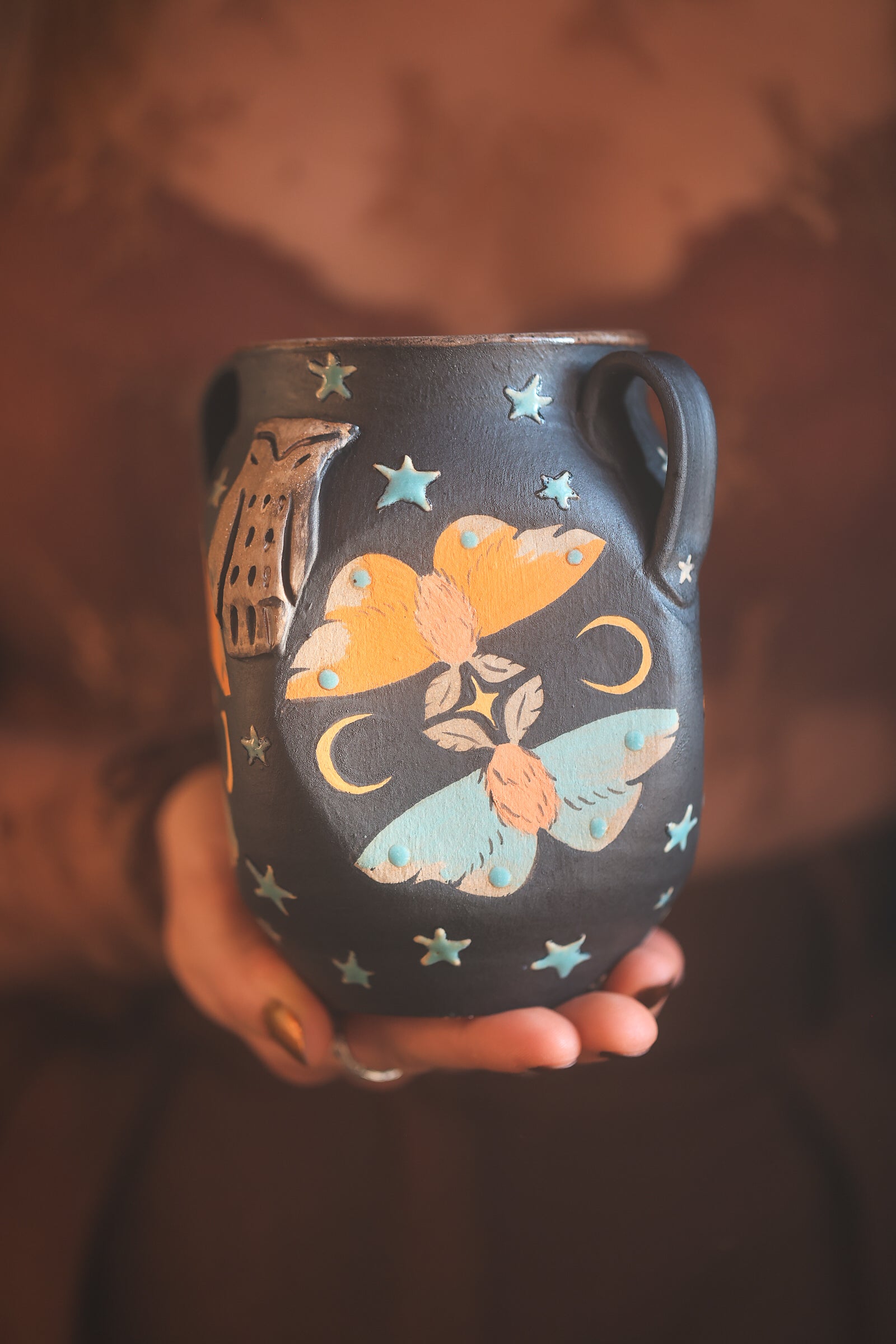 Forest Guardians Handled Vase in Midnight