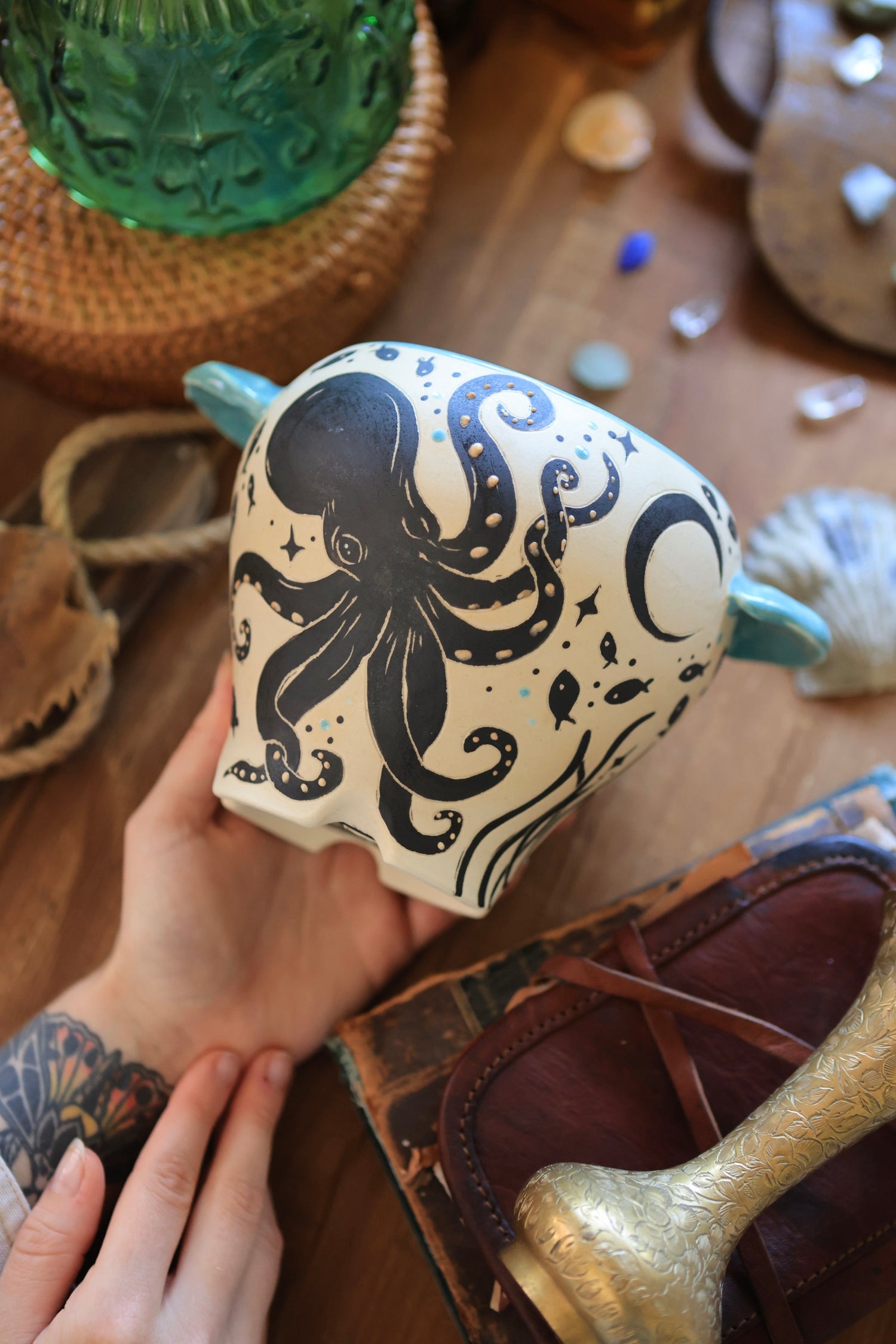 Underwater Octopus Adventure Planter in Porcelain