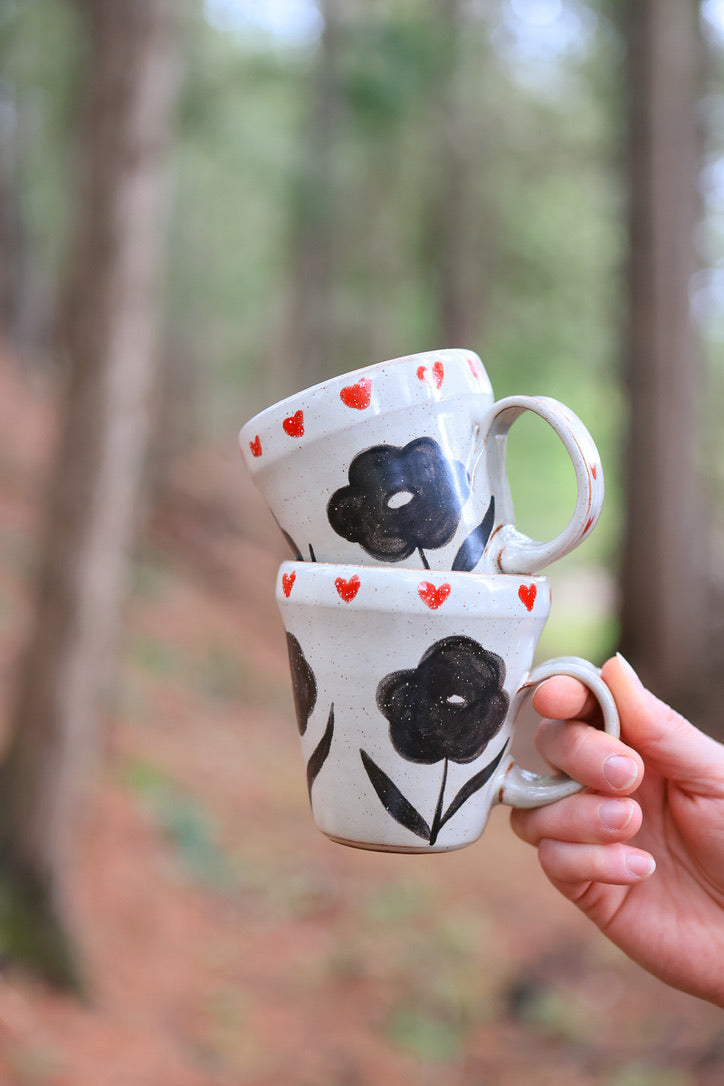 6 Pair of Meadow Flowers Folkware Mugs 10 oz