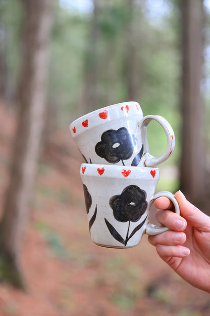 6 Pair of Meadow Flowers Folkware Mugs 10 oz