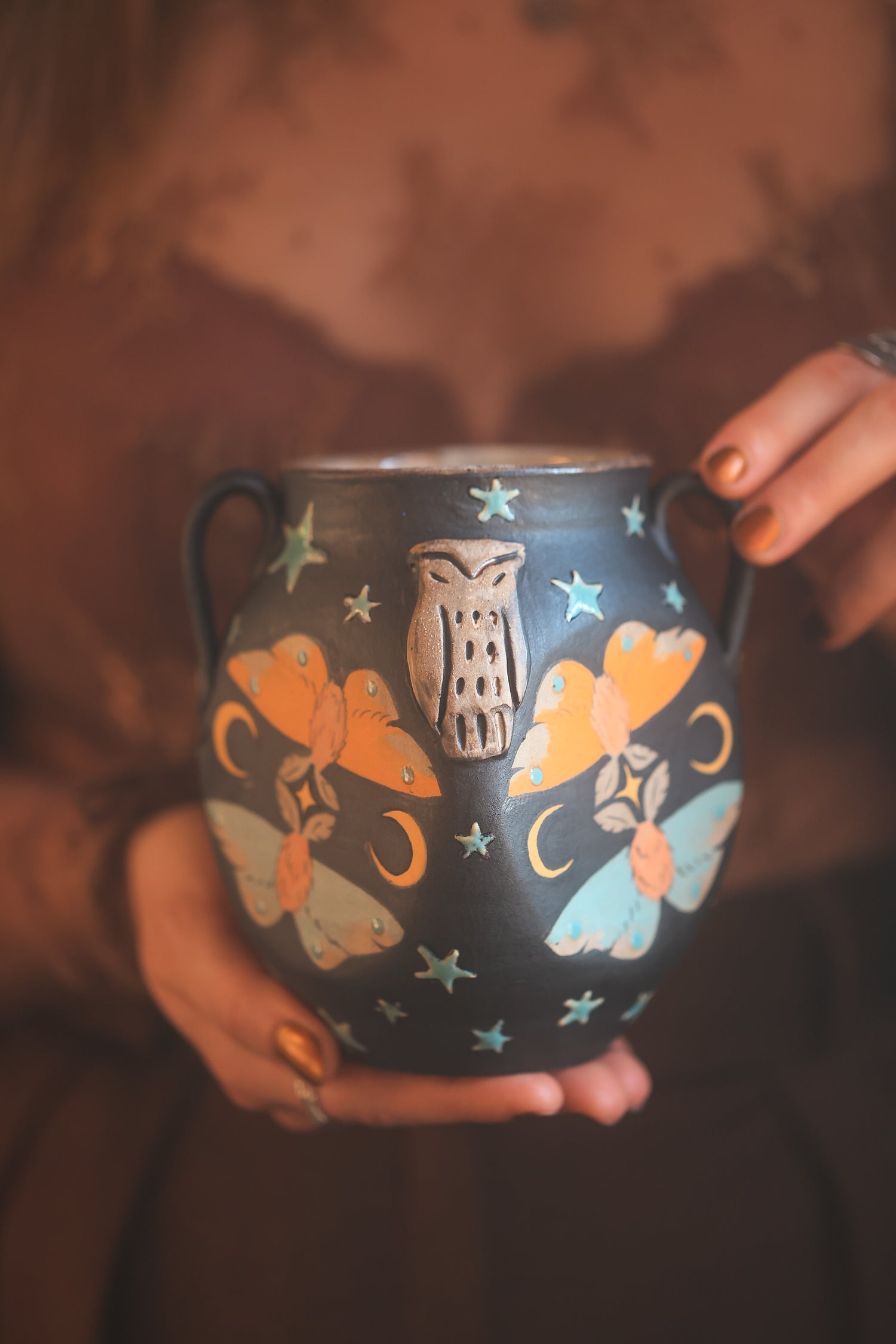 Forest Guardians Handled Vase in Midnight