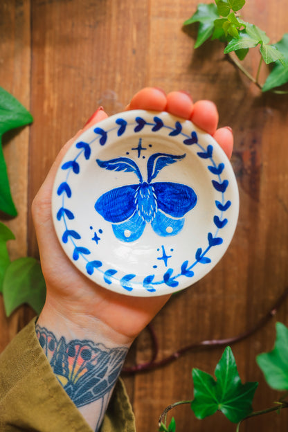 Porcelain Meadow Moth Dish in Washed Cobalt