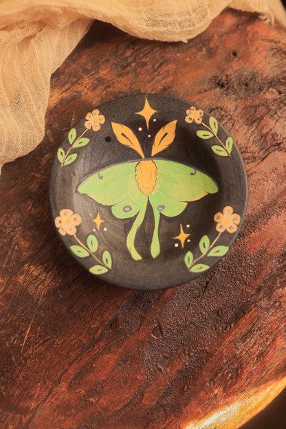 Painted Midnight Luna Moth Trinket Dish