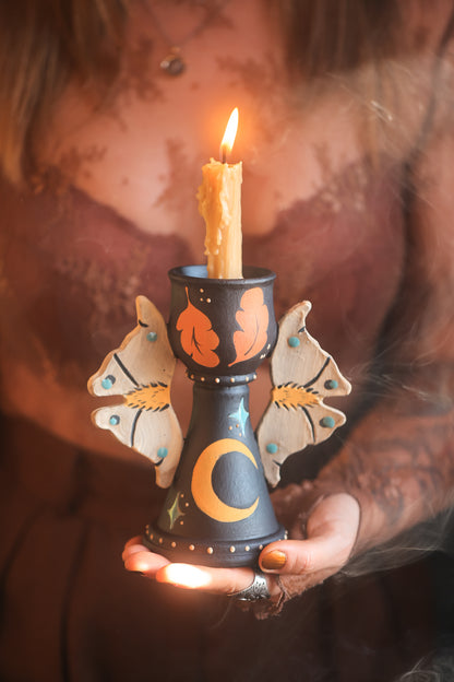 Autumn Moths Candle Holder in Midnight