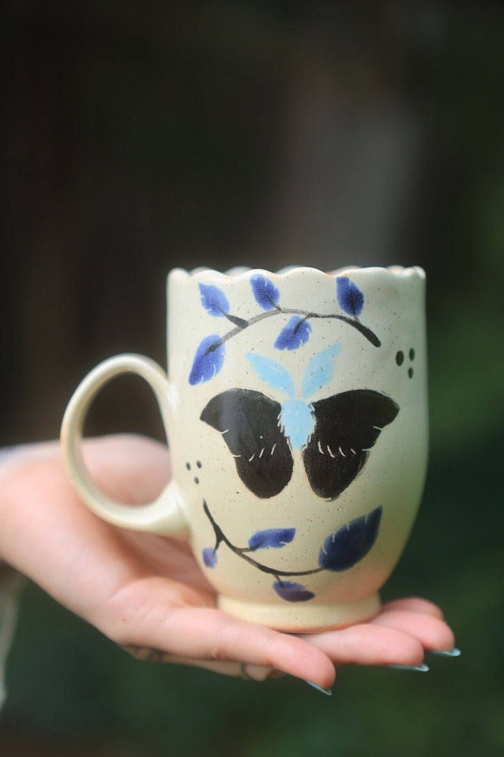39 Painted Summer Moths Folkware Mug in Porcelain 13 oz