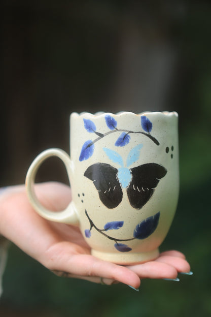 39 Painted Summer Moths Folkware Mug in Porcelain 13 oz