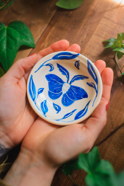 Porcelain Meadow Moth Dish in Washed Cobalt
