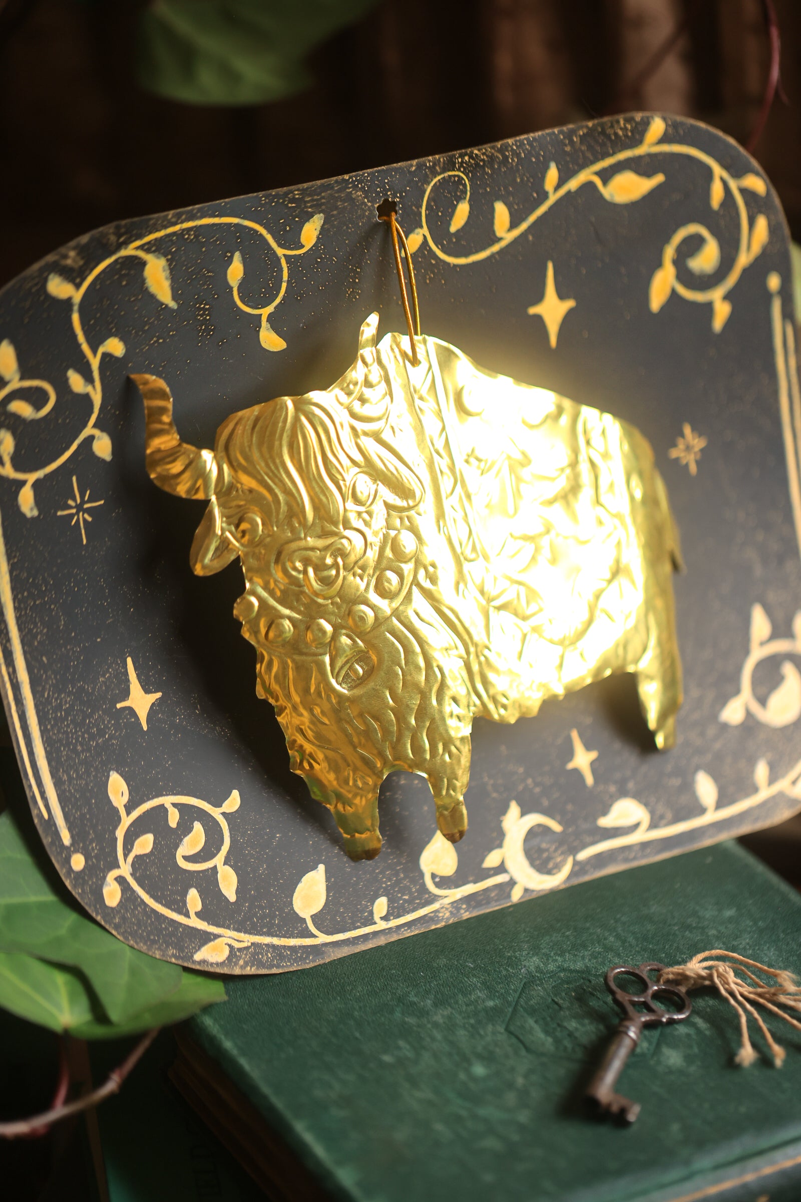 Golden Yak Lord Talisman in Antique Brass