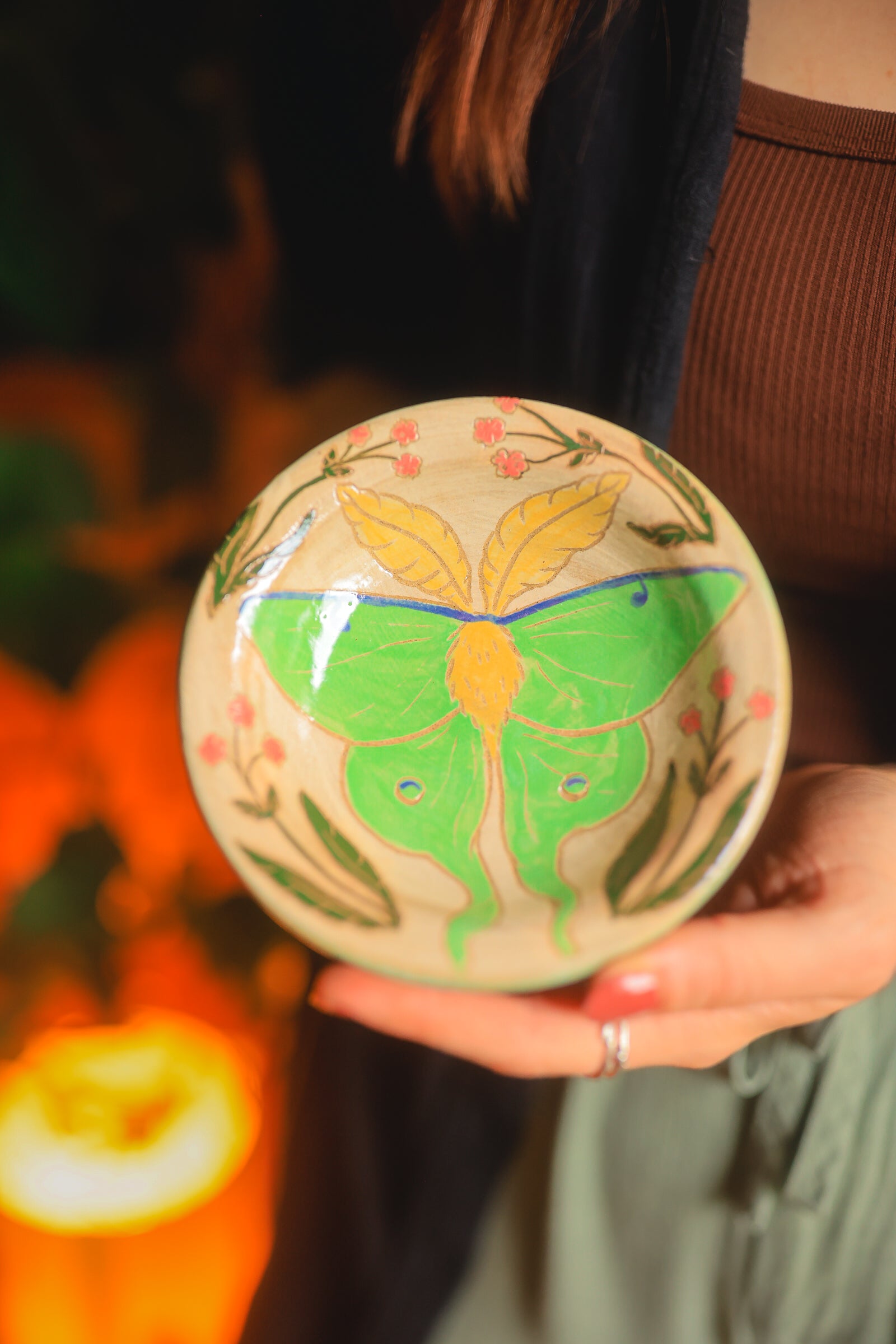 Painted Garden Luna Moth Dish