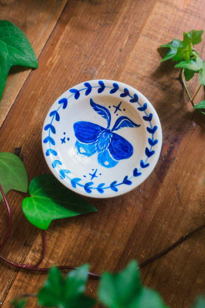 Porcelain Meadow Moth Dish in Washed Cobalt